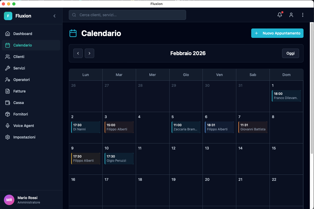 Fluxion — Calendario appuntamenti multi-operatore