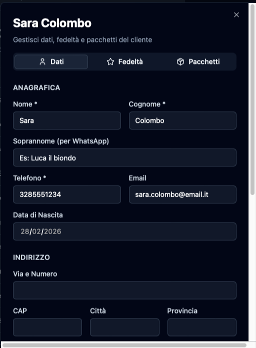 Fluxion — Scheda cliente