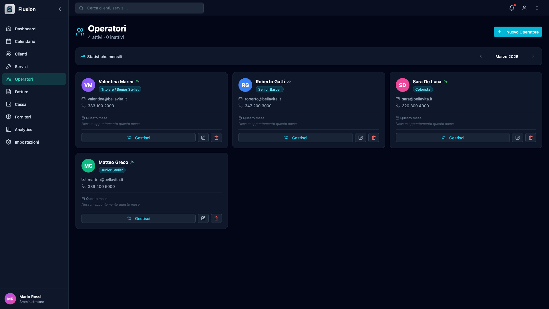 Fluxion — Gestione operatori