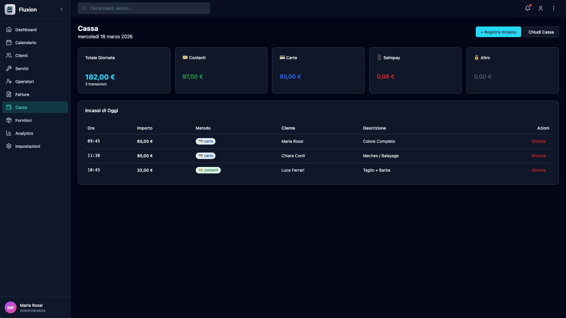 Fluxion — Cassa giornaliera